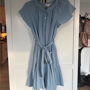 Blu Pepper Chambray Button Down Mini Dress